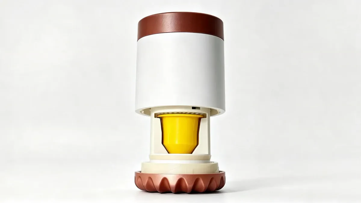 Une capsule se glisse dans le pommeau, comme dans une machine à café