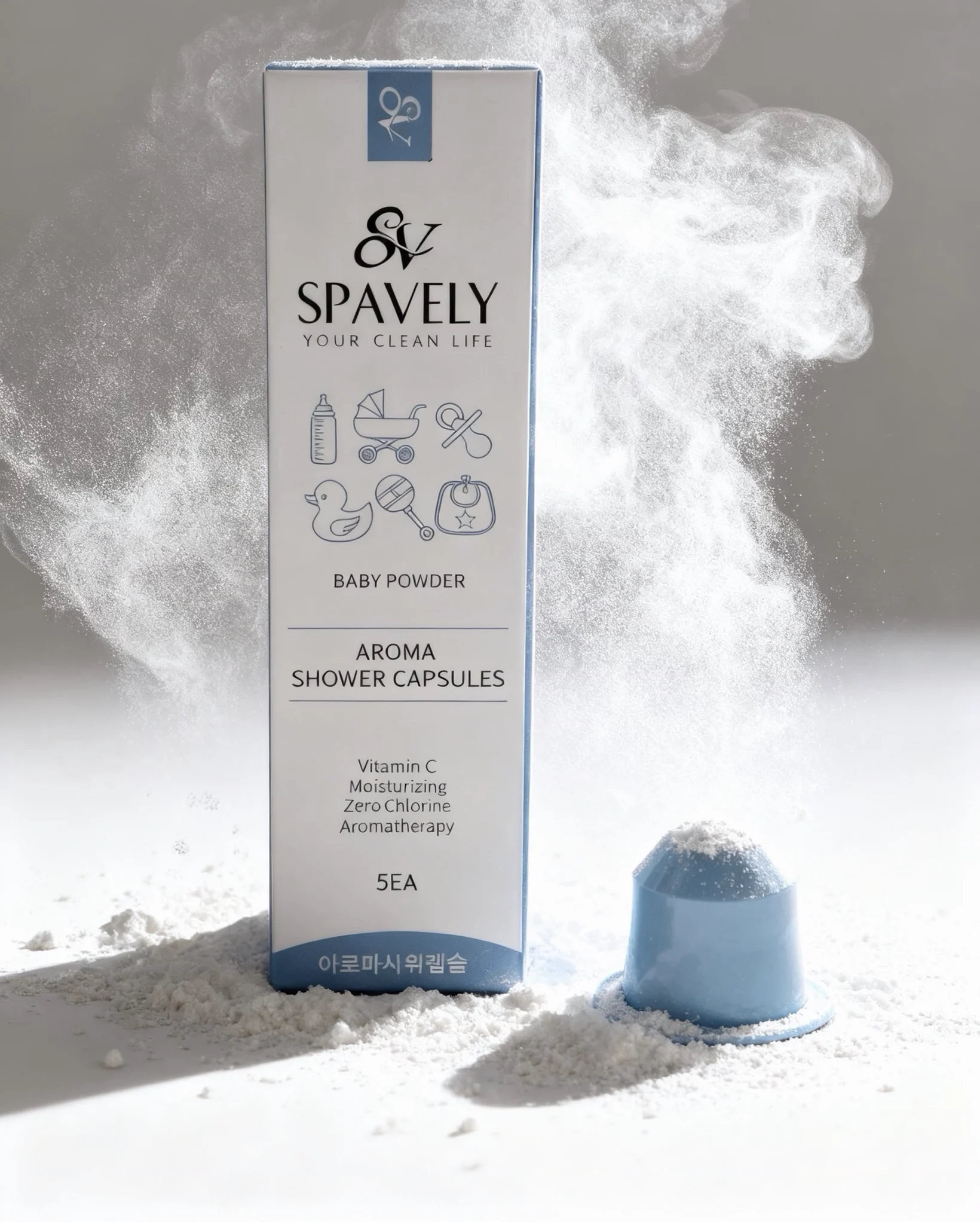 Coffret Baby Powder dans une explosion de poudre
